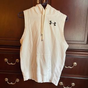 White adult M UA sleeveless workout hoodie